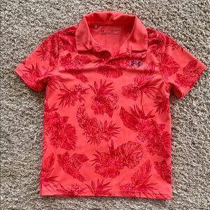 Under Armour Kids Coral Red Floral Polo
